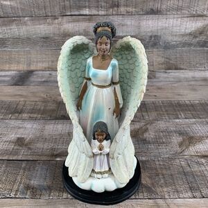 Ebony Treasures Figure - Angel Watching Over Child Figurine